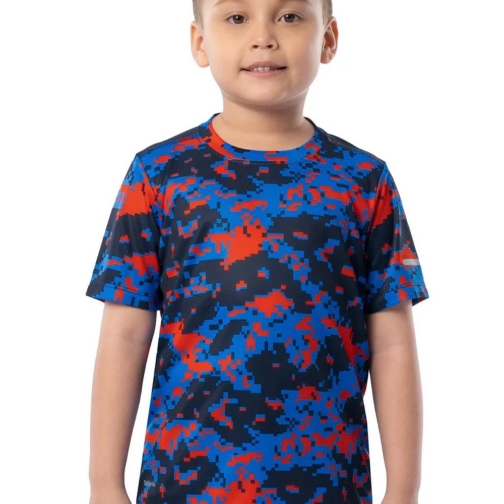 Athletic Works Red, Blue & Black Pixel Camo Short Sleeve Tee SET OF TWO